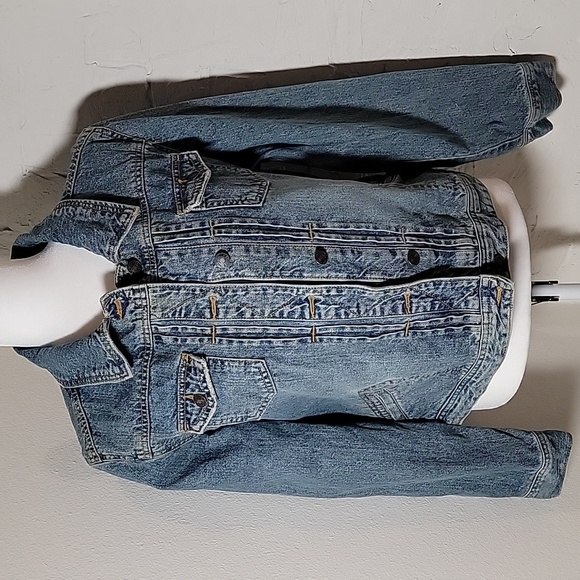 Route 66 Jacket Coat Trucker Denim Blue Jean Pockets Button Up Distressed L - Picture 2 of 16